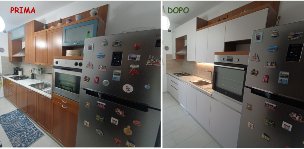 Restyling Cucina sostituzione ante Ivory e Top White Yule