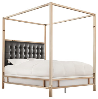 Safira Modern Metal Canopy Bed In Champagne Gold Contemporary Canopy Beds By Inspire Q