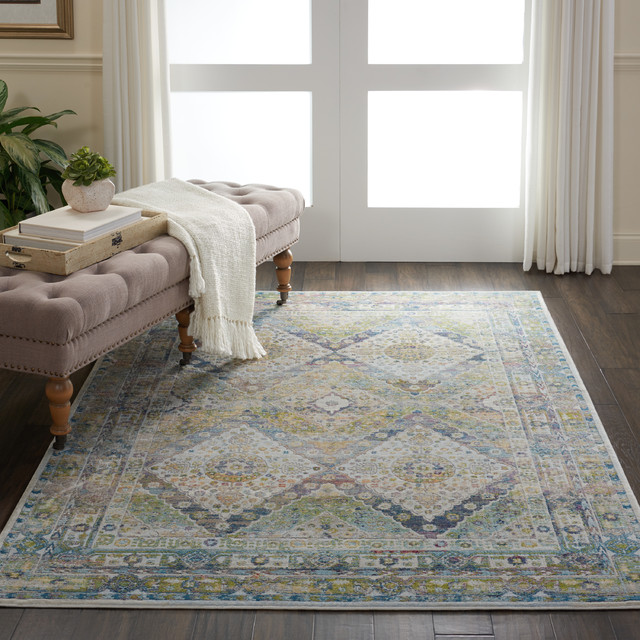 Nourison Global Vintage Blue And Green Farmhouse Area Rug 4 X6