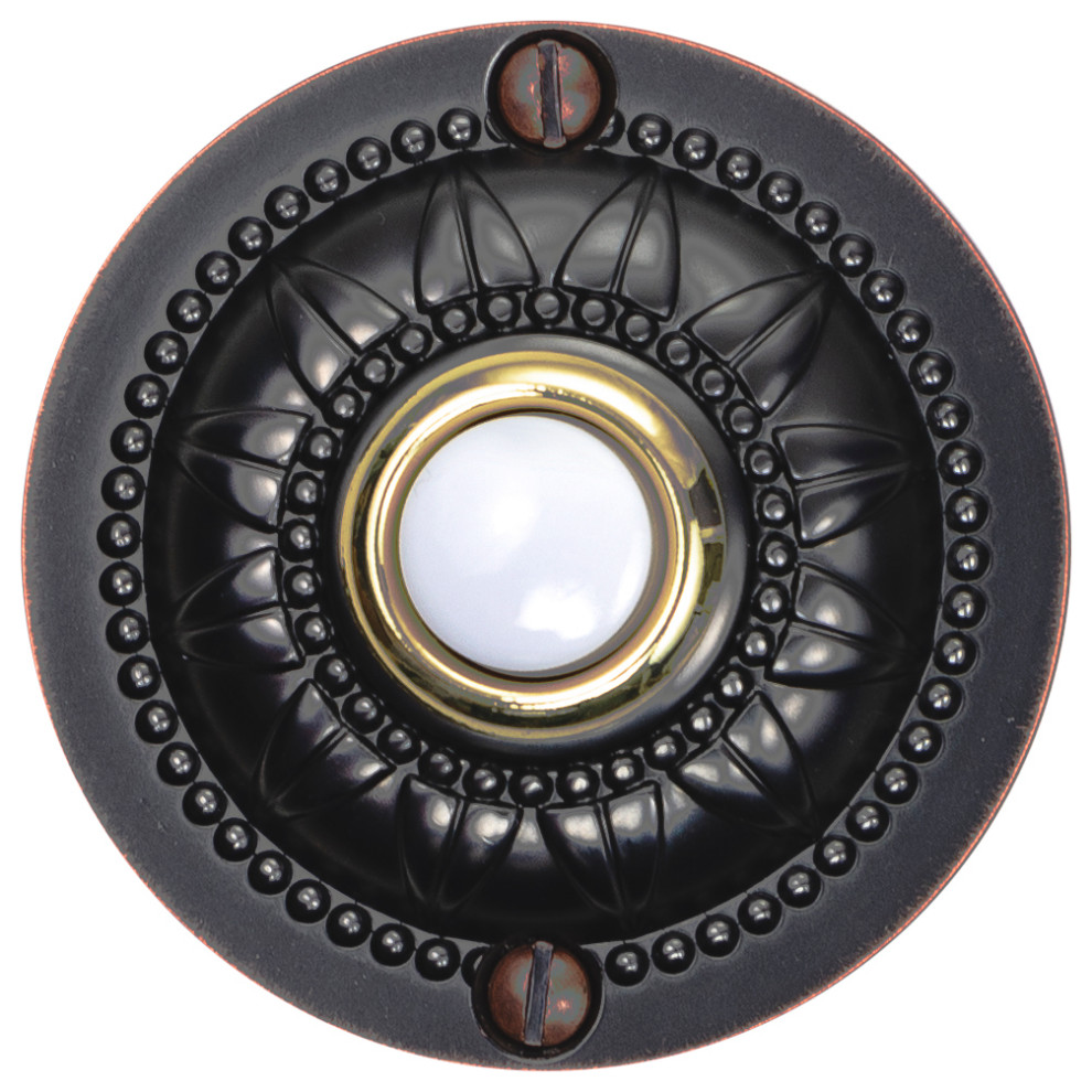 Solid Brass Pearl Bloom Doorbell in 4 Finishes, Oil Rubbed Bronze