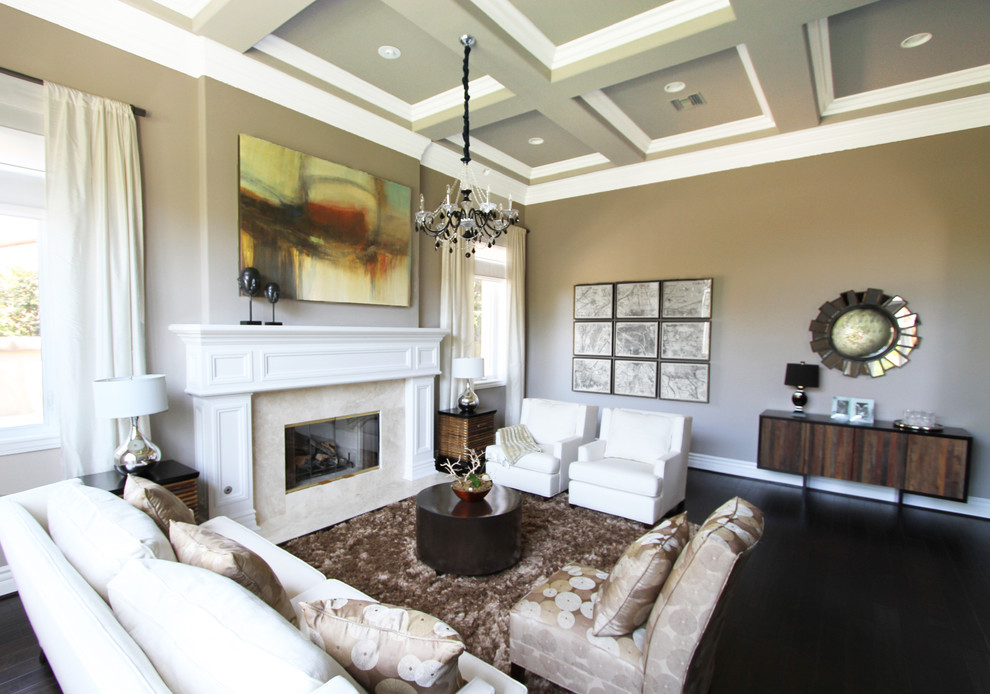 Design ideas for a transitional living room in Orange County.