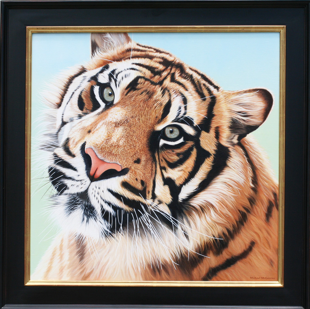 Original Tiger Oil Painting Michael McGovern Wildlife Art Nature African 30"x30"