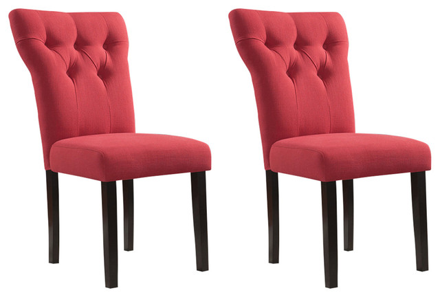 Side Chair Red Set Of 2, Red Upholstered Dining Room Chairs With Arms