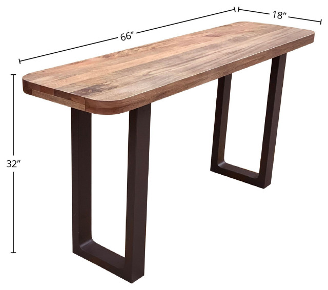 Curvet Mango Wood & Steel Sled Base Console Table - Industrial ...