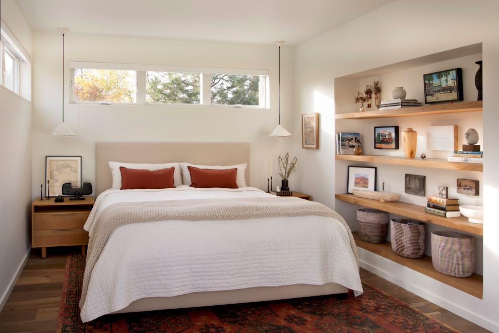 Photo of a midcentury master bedroom in Other with medium hardwood floors.