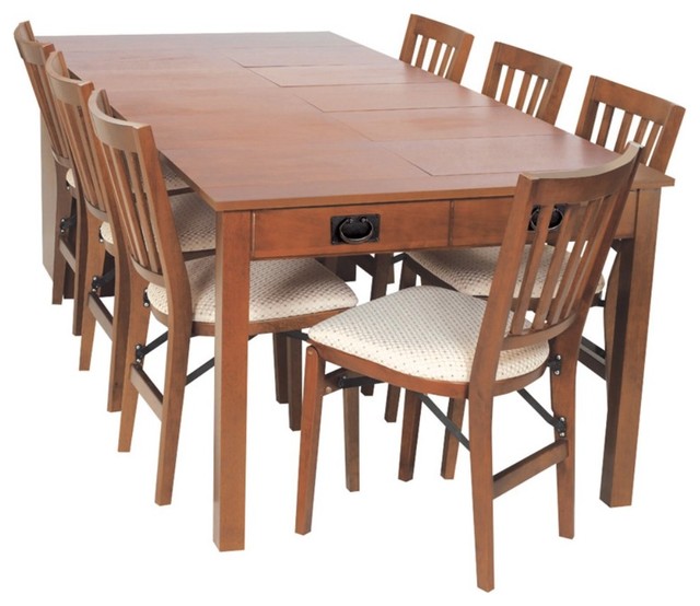 Stakmore Shaker Mission Style Expanding Cabinet Dining Set Modern Stakmore Shaker Mission Style Expanding Cabinet Dining Set