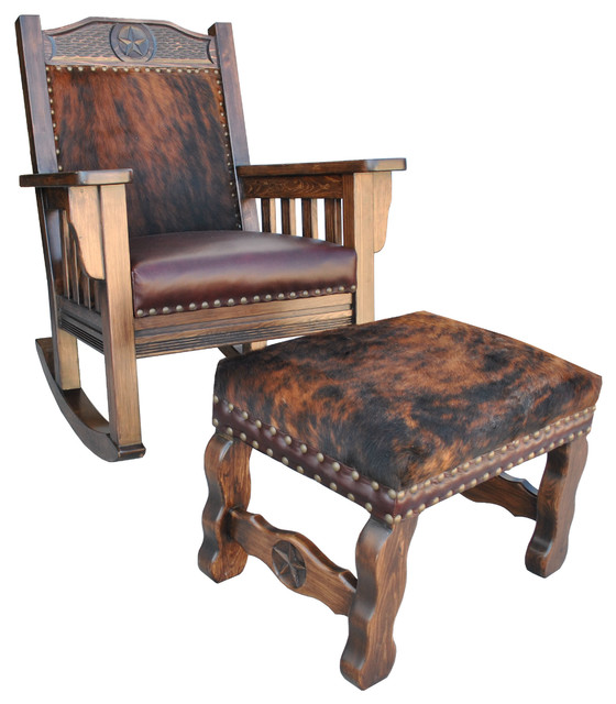 Texas Western Rocking Chair, Cowhide Rocking Chairs by Rancho
