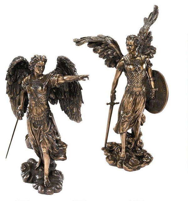 13.5" Twin Christian Archangel sculpture Statue Figurine Set of 2