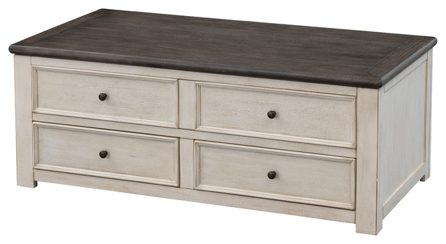 St Claire Cream 2 Drawer Lift Top Cocktail Table Farmhouse Coffee Tables By Coast To Coast Imports Llc Houzz