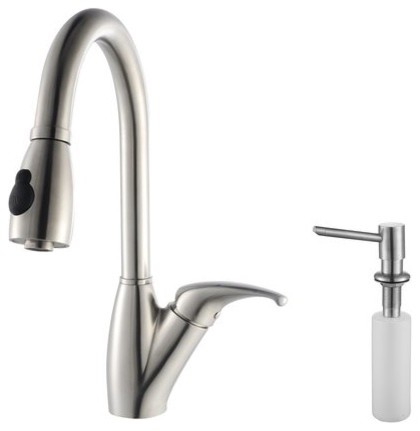 Kraus KPF-2120-SD20 Stainless Steel Pullout Spray Kitchen Faucet, Soap Dispenser