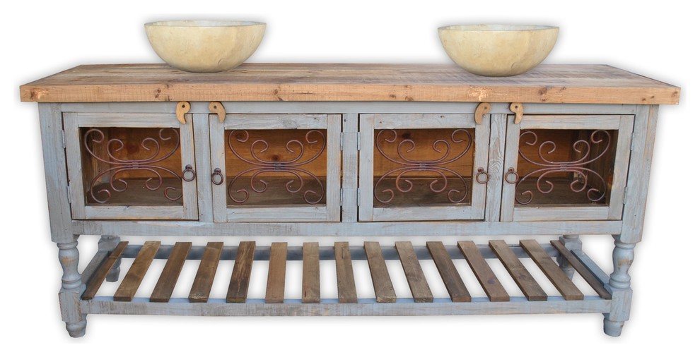 Galata Rustic Vanity With Wrought Iron French Country Bathroom