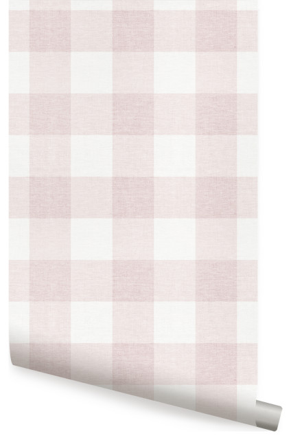 Checkered Fabric Look Small Peel and Stick Vinyl Wallpaper, 24"x108