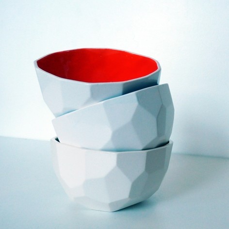 Modern Design Polygon Bowl, Red