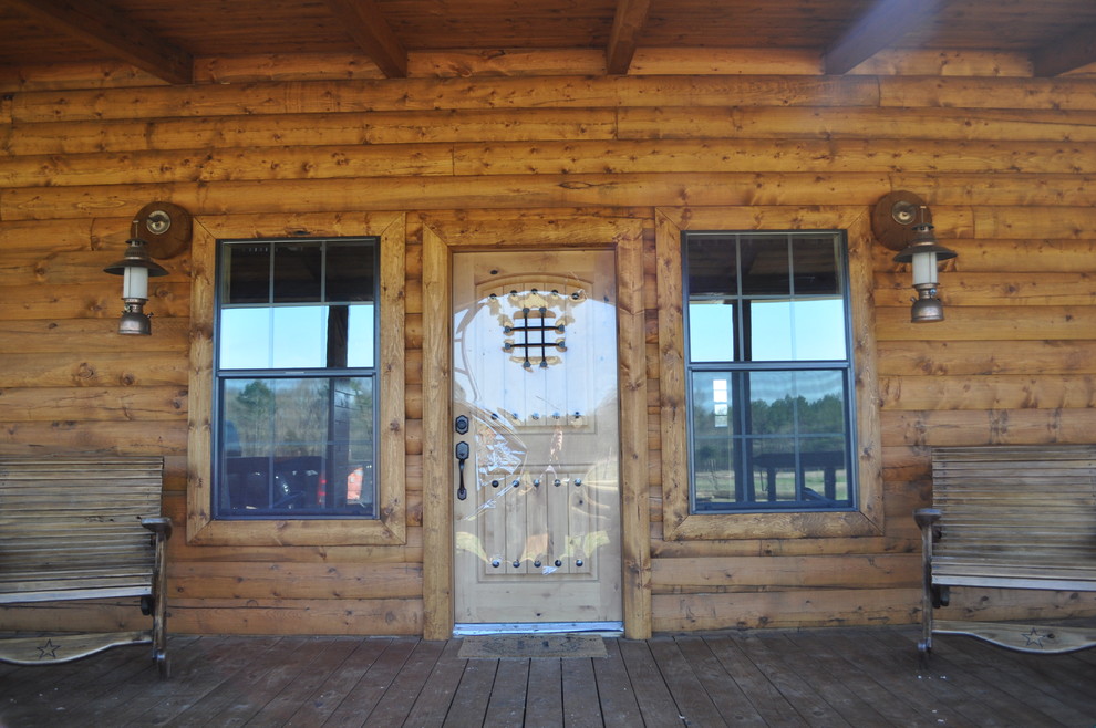 Inspiration for a rustic entryway remodel in Austin