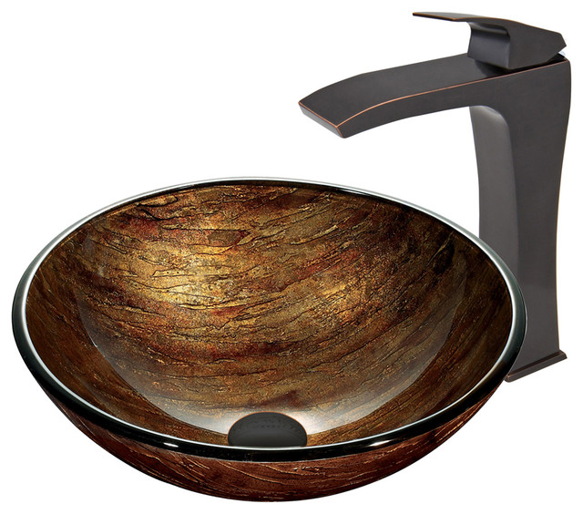 Vigo Amber Sunset Glass Vessel Sink And Blackstonian Faucet Set Vigo Amber Sunset Glass Vessel Sink And Blackstonian Faucet Set