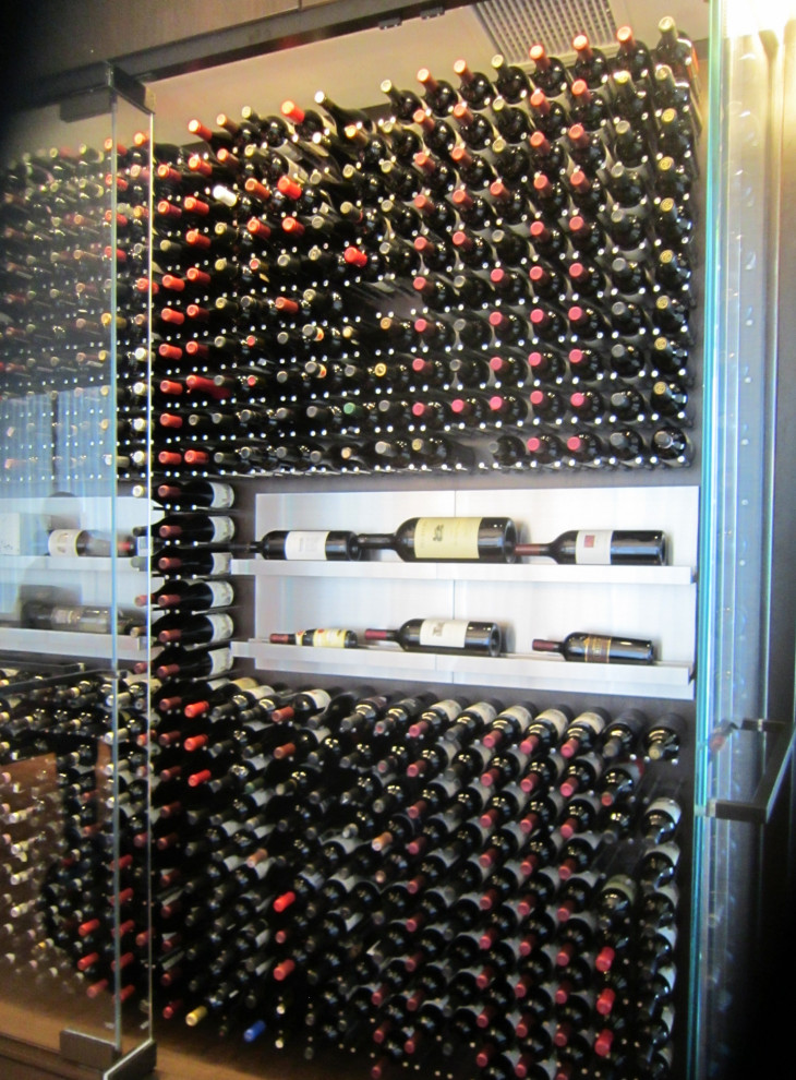 Inspiration for a small modern wine cellar in Dallas.