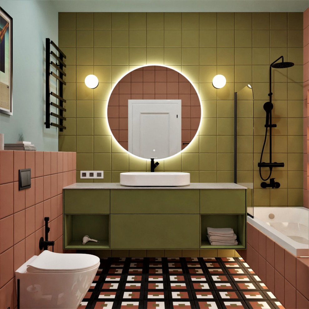 Ванная комната в стилистике школы Баухаус.