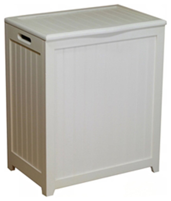 White Solid Wood Rectangular Laundry Hamper Transitional Hampers By Imtinanz Llc