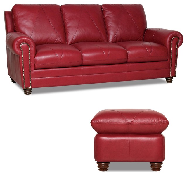 Weston Sofa And Ottoman Set Cherry Traditional Living Room Weston Sofa And Ottoman Set Cherry