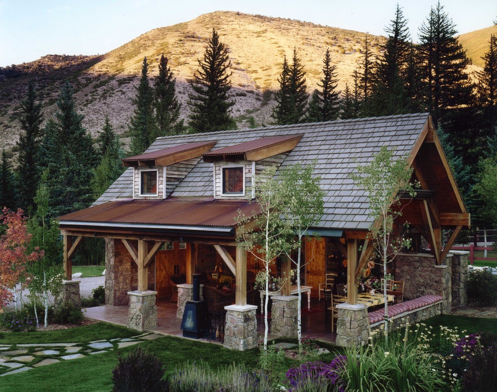 Inspiration for a country one-storey exterior in Denver.