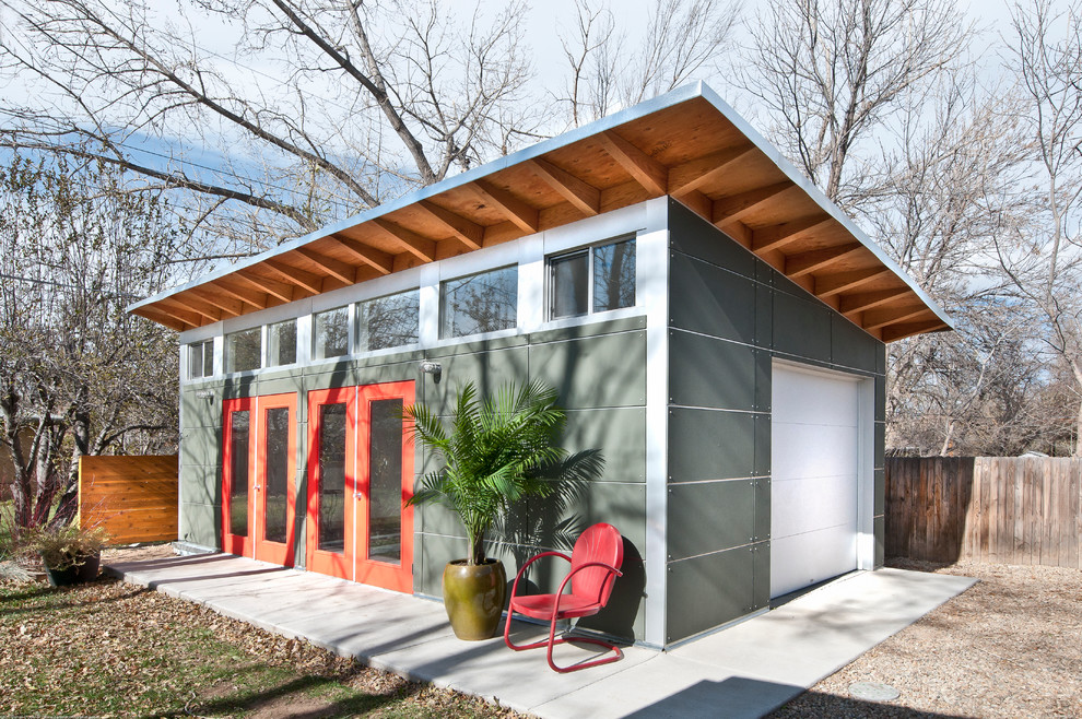 Inspiration for a contemporary detached shed and granny flat in Denver.