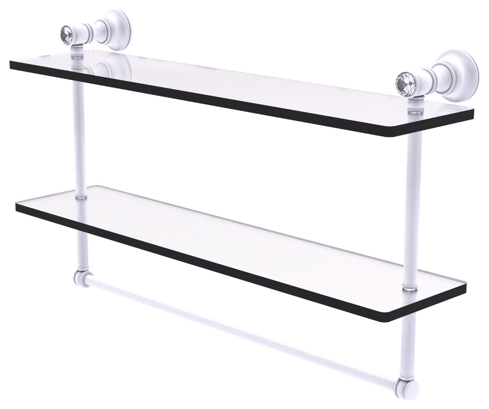 Carolina Crystal Double Glass Shelf with Towel Bar Traditional Bathroom Shelves by Allied