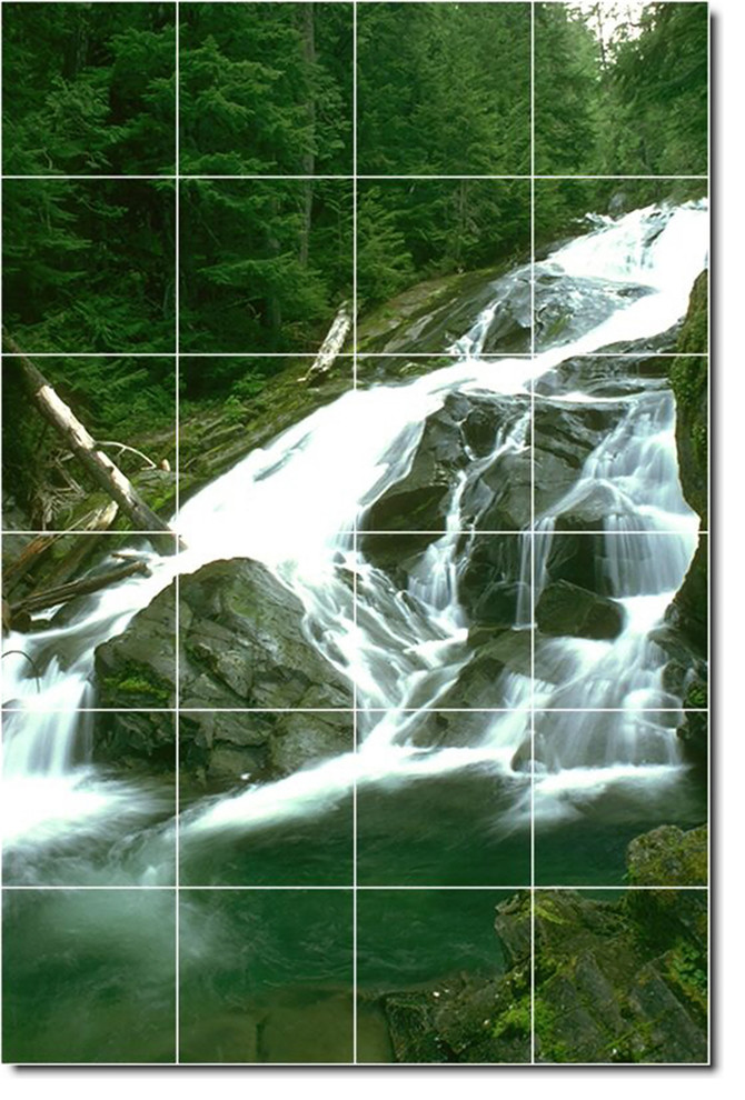 Waterfalls Photo Bathroom Tile Mural 13, 32"x48"