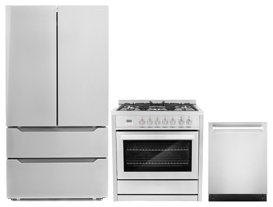3Piece, 36" 240V Dual Fuel Range, 24" Dishwasher and French Door