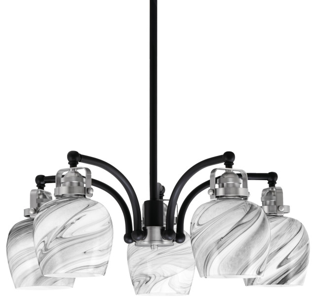 Easton, 5 Light, Chandelier, Matte Black & Brushed Nickel, 6" Onyx