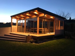 Modernes Gartenhaus Mit Schiebe Dreh Verglasungen Und Schiebeturen Sunflex Contemporary Shed Other By Fenster Schmidinger