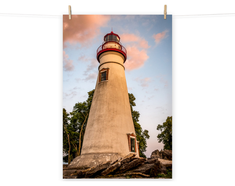 Marblehead Lighthouse at Sunset From the Shore Unframed Wall Art Prints, 24" X 36"