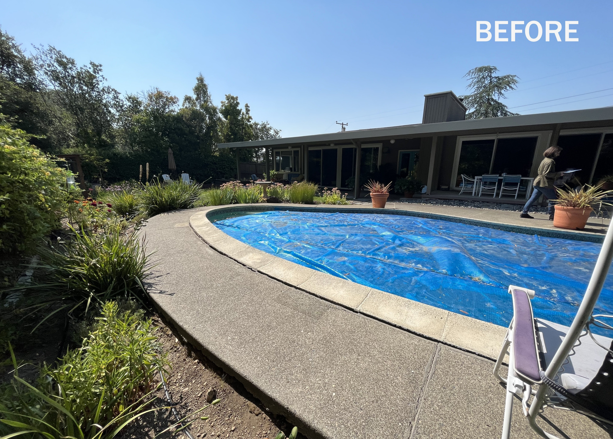 Before photo of a pool deck