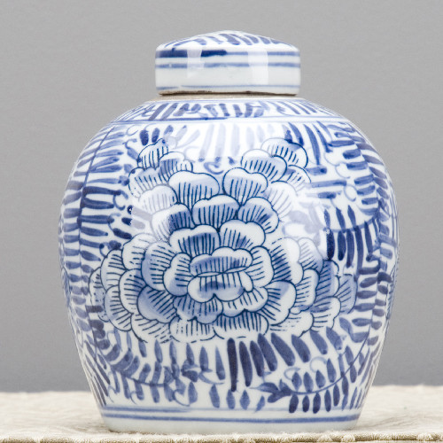 Blue And White Bulb Jar