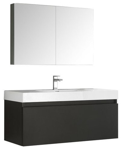Mezzo 48" Black Modern Bathroom Vanity With Medicine Cabinet