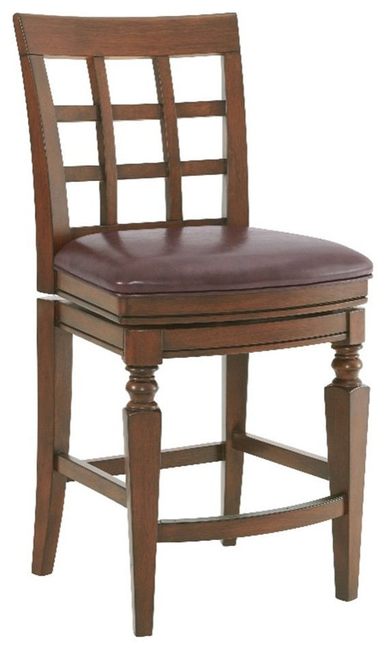 Alaterre Furniture Napa Counter Height Stool with Back - Mahogany