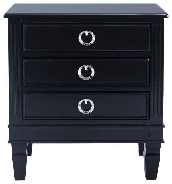 Kira Three Drawer Night Stand Transitional Nightstands And Bedside