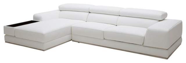 Divani Casa Chrysanthemum Mini Modern Style White Leather Sectional Sofa Midcentury Sectional Sofas By Solrac Furniture