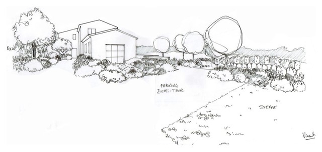 Inspiration pour un xéropaysage arrière méditerranéen de taille moyenne et au printemps avec une entrée ou une allée de jardin, une exposition ensoleillée et du gravier.