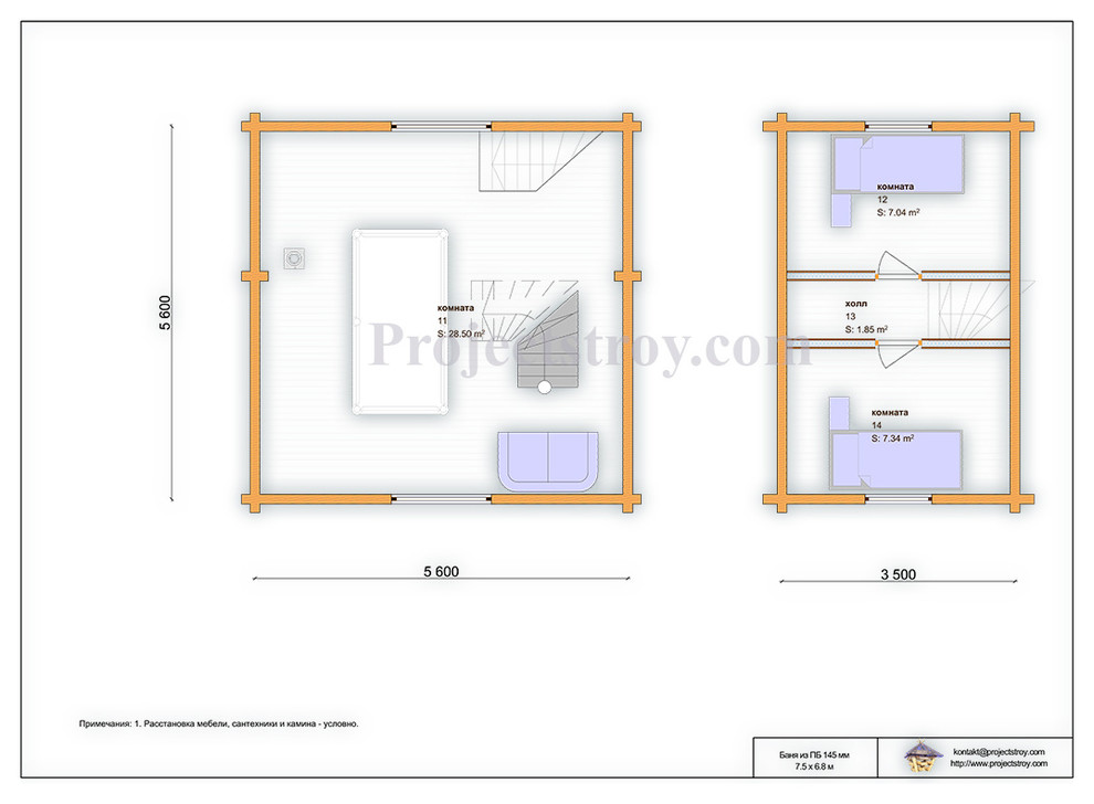 Баня из профилированного бруса 145 мм с чердачным этажом