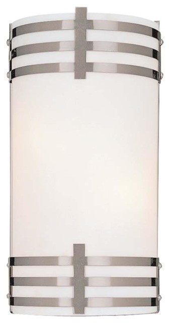 344-84 2-Light Wall Sconce, Brushed Nickel With Etched Opal Glass