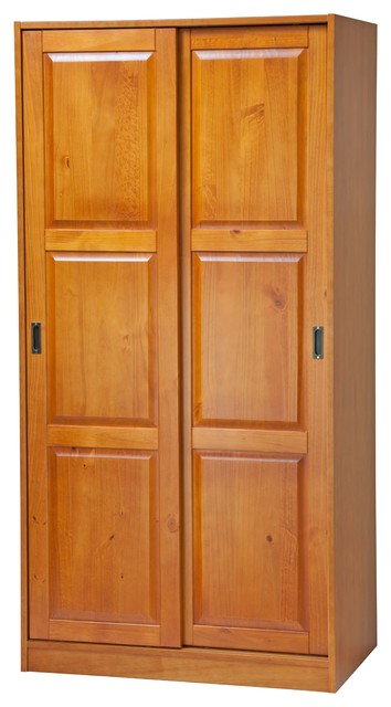100% Solid Wood 2-Sliding Door Wardrobe/Armoire/Closet ...