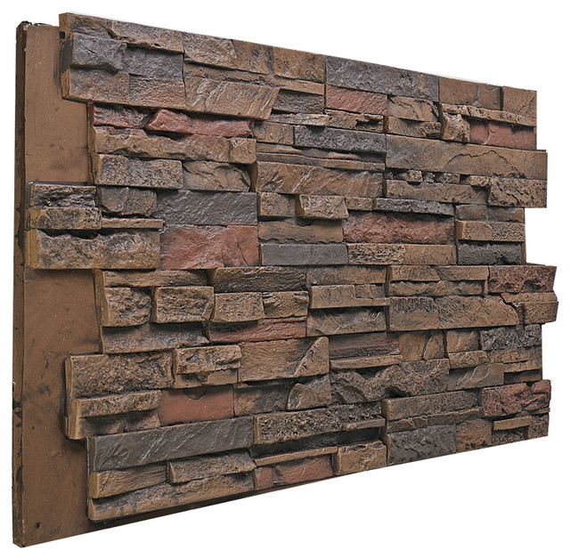 Faux Stacked Stone Wall Panel 48"W X 24"H Traditional Wall Panels
