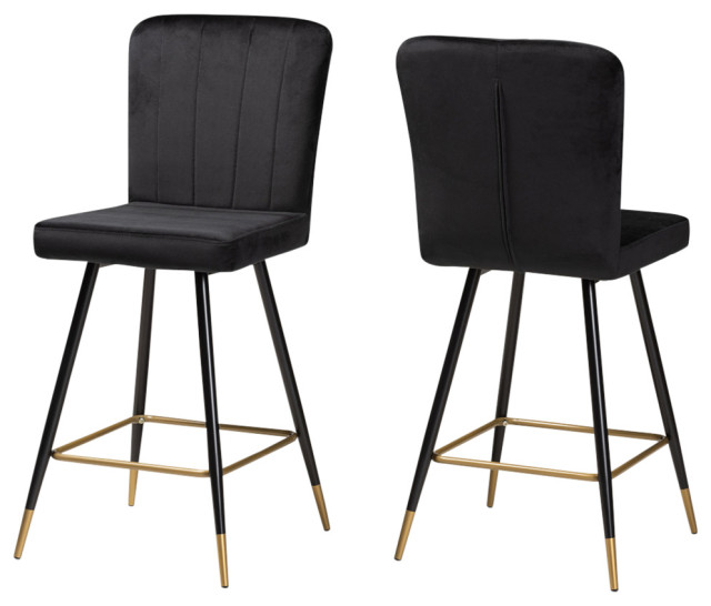 Lill Contemporary Velvet Bar Stool Set Midcentury Bar Stools And