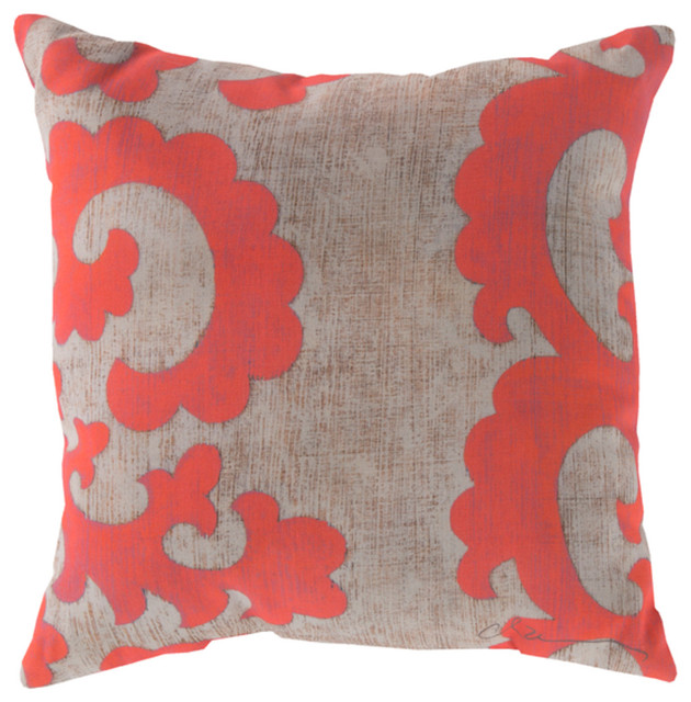 Tawana Contemporary Accent Pillow Bright Orange Contemporary