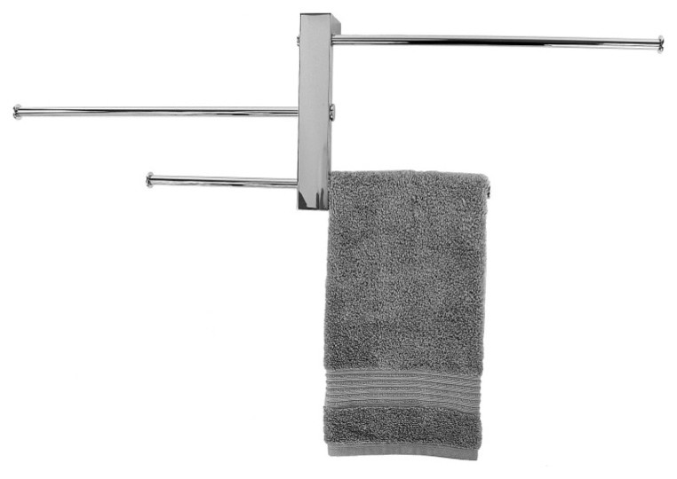 Sliding Rails Towel Rack, Polished Chrome Contemporary Towel Racks