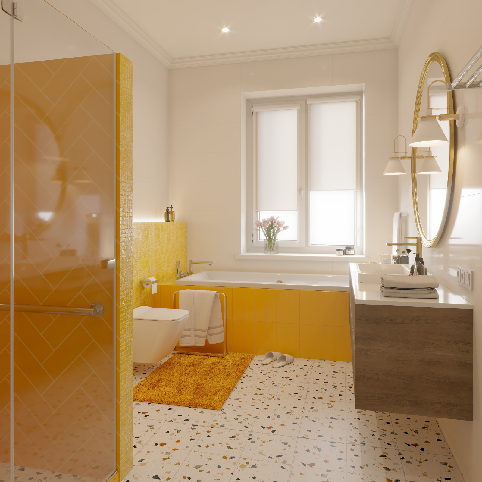 Желтая ванная комната