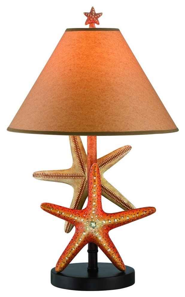 Table Lamp, Starfish/Tan Kraft Shade, E27 Cfl 23W,Dci