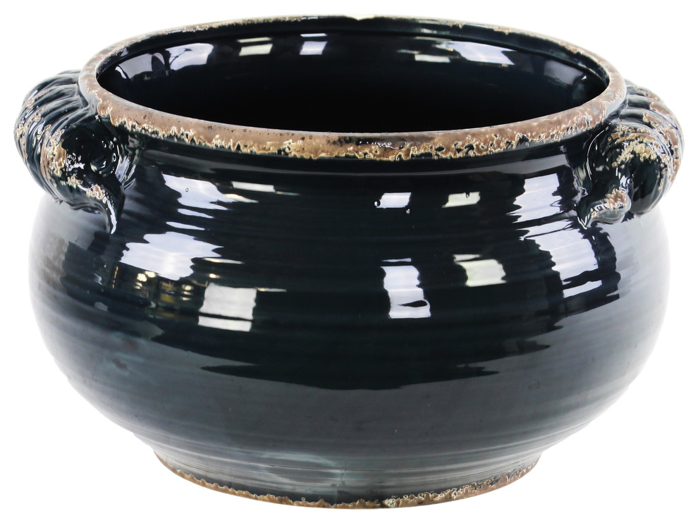 Ceramic Round Tuscan Pot Farmhouse Indoor Pots And Planters by