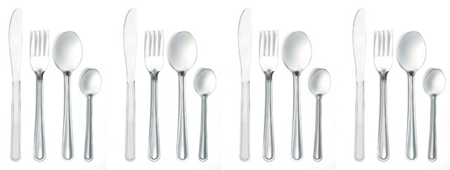 16 Piece Flatware Set 4 Stainless Steel Knives, Forks, Spoons, Teaspoons