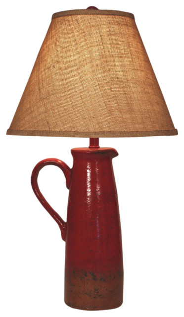 Large Handle Firebrick Pitcher Table Lamp